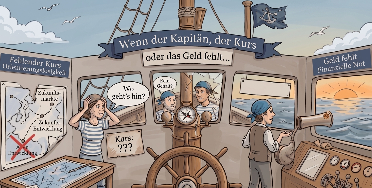 Wenn der Kapitän, der Kurs oder das Geld fehlt